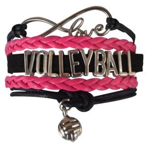 Girls Volleyball Bracelet - Pink & Black